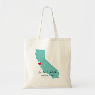 Light Teal California Wedding Welcome Tote Bag