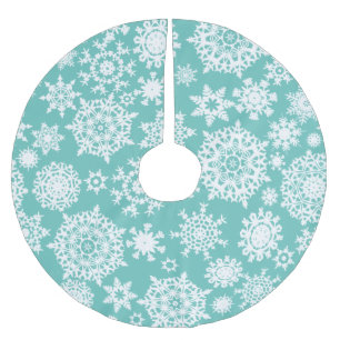 Light Teal Christmas Snowflake Pattern Tree Skirt