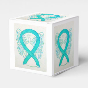 Light Teal Green Awareness Ribbon Party Favour Box