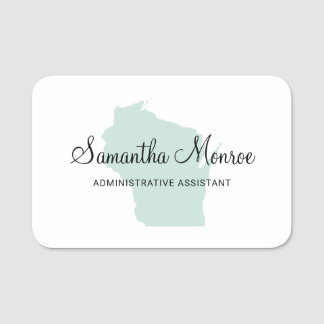 Light Teal Green Wisconsin Name Tag