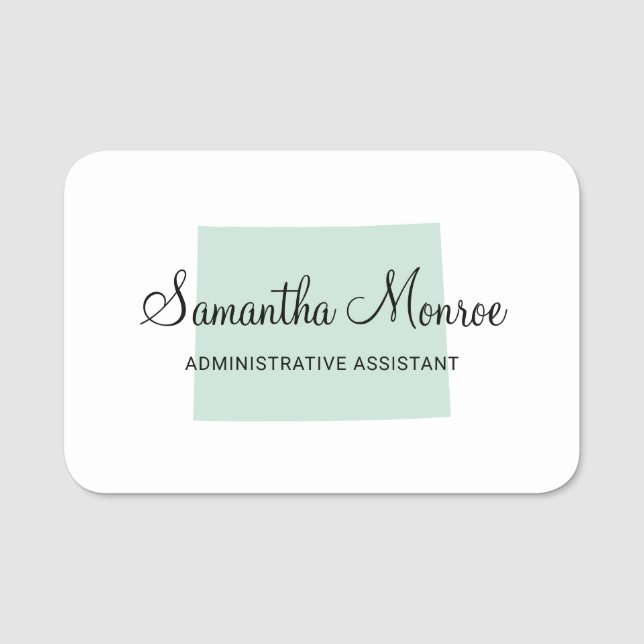 Light Teal Green Wyoming Name Tag (Front)