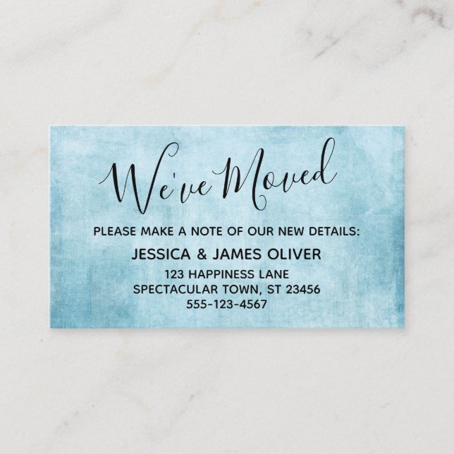 Light Teal Grunge "We've Moved" Enclosure Card (Front)