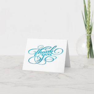 Light Teal Hand Lettered Thank You Note Card