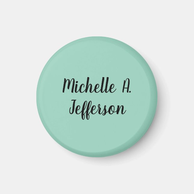 Light Teal Handwriting Creative Trendy Name Magnet (Front)