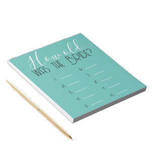 Light Teal How Old Was The Bride Game Answer Sheet Notepad