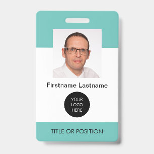 Light Teal ID Photo Name Badge
