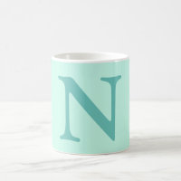 Light Teal Initial Letter Trendy Pastel Mint Blue 