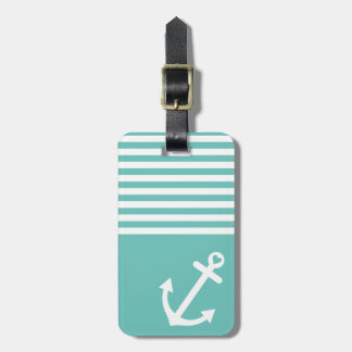 Light Teal Love Anchor Nautical Luggage Tag
