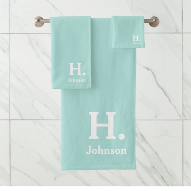 Light Teal Monogrammed  Bath Towel Set (Creator Uploaded)
