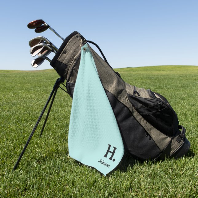 Light Teal Monogrammed   Golf Towel (Green)