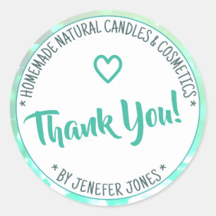 Light Teal Ombre Border Frame Thank You Labels