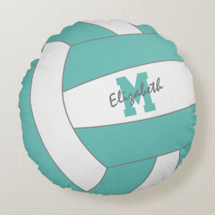 light teal or ANY colour girls volleyball room  Round Cushion