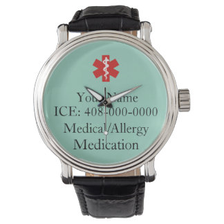 Light Teal Personalised Medical ID  Watch