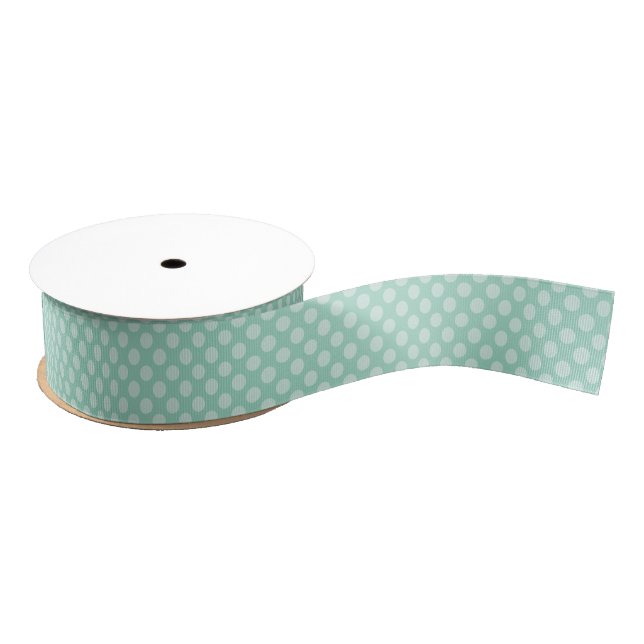 Light Teal Polka Dot Grosgrain Ribbon (Spool)