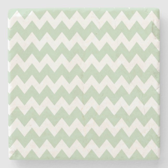 Light Teal Retro Colourful Modern Chevron ZigZag Stone Coaster (Front)