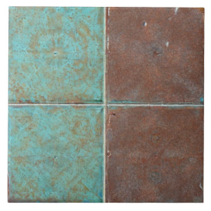 Light teal rusty brown industrial loft inspired tile