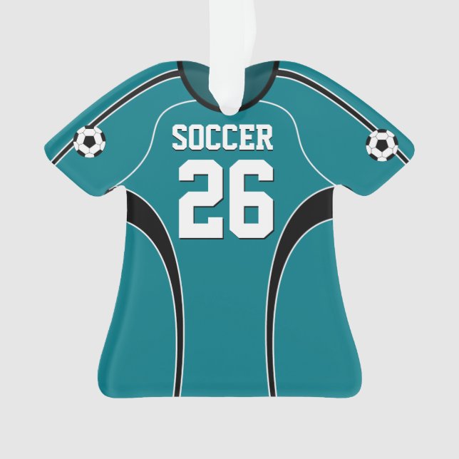Light Teal Soccer Jersey Ornament (Front)