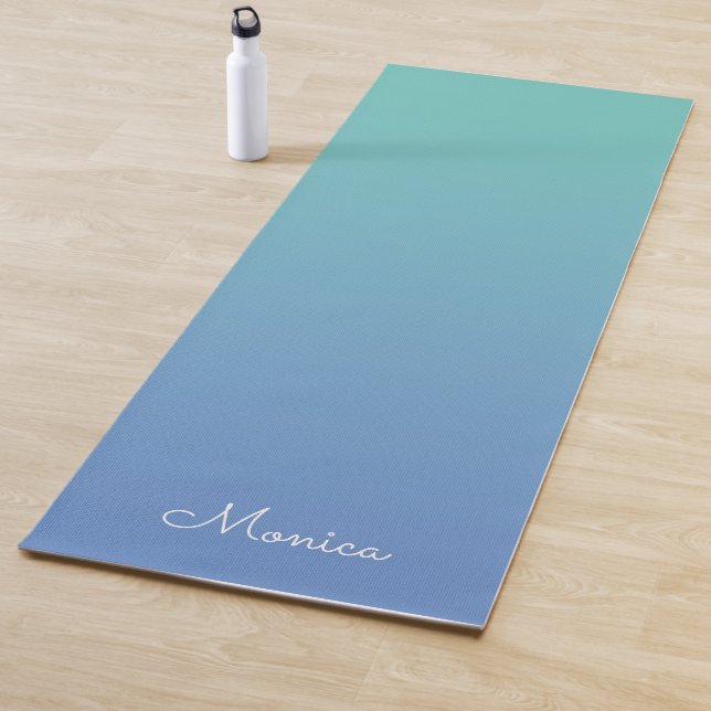 Light Teal to Cornflower Blue Gradient Yoga Mat (In Situ)