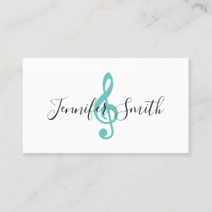 Light Teal Treble Clef Musician Instructor Business Card