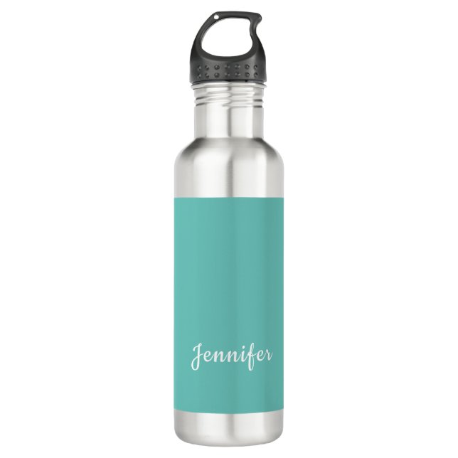 Light Teal Trendy Modern Minimalist Chic Name 710 Ml Water Bottle (Front)