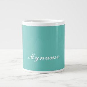 Light Teal Trendy Modern Minimalist Chic Name Large Coffee Mug