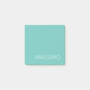 Light Teal Trendy Modern Minimalist Chic Name Post-it Notes