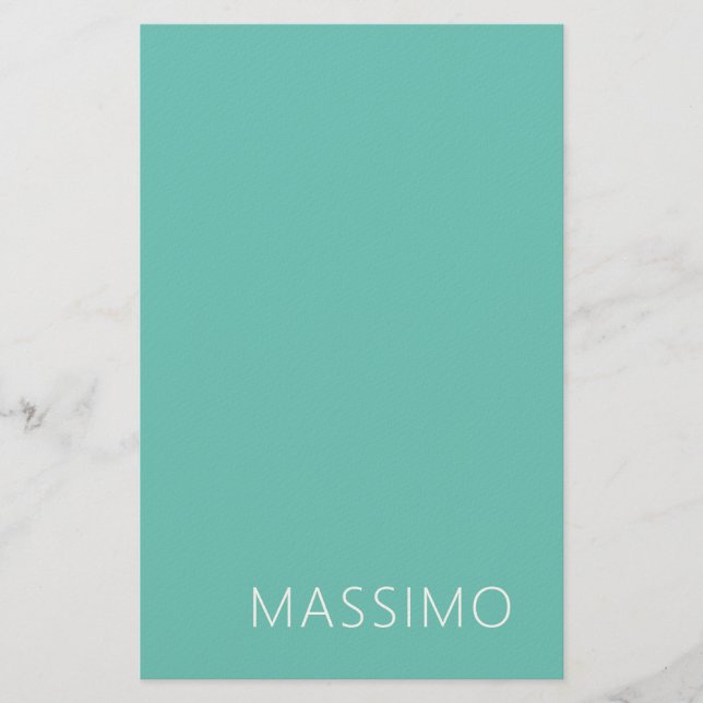 Light Teal Trendy Modern Minimalist Chic Name Stationery (Front)