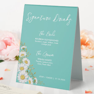 Light Teal & White Daisies Signature Drinks
