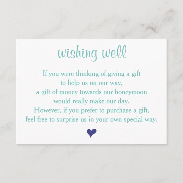 Light Teal Wishing Well Wedding Cards (Front)