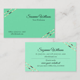 Light Teal with Rose Gold Lines Stylish and Modern Business Card