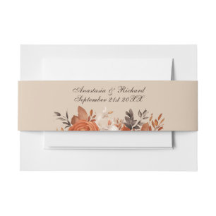 Light Terracotta and Burnt Orange Wedding Invitation Belly Band