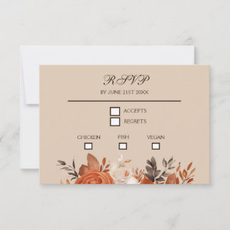 Light Terracotta and Burnt Orange Wedding RSVP Card