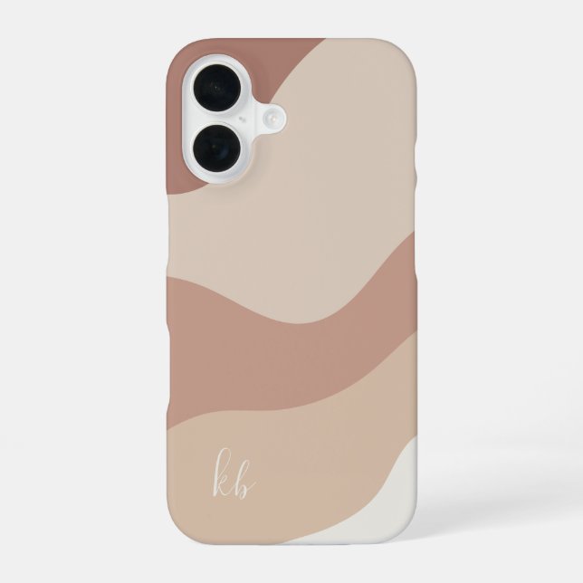 Light Terracotta Boho Colour Flow Monogram iPhone 16 Case (Back)