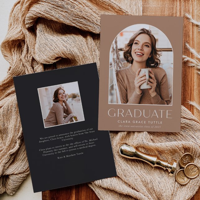 Light Terracotta | Classic Arch Photo Graduation A Announcement (Creator Uploaded)