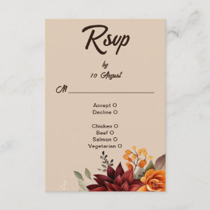 Light Terracotta Fall Floral Wedding RSVP Card