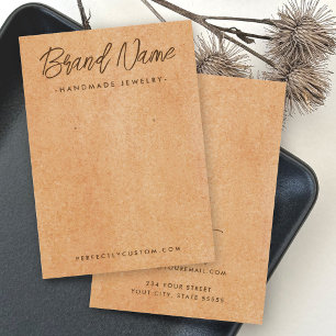 Light terracotta script logo earring display card