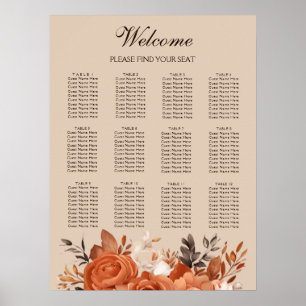 Light Terracotta Wedding Seating Chart Poster