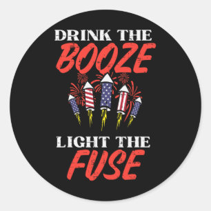 Light The Fuse Fireworks Funny Fourth 4th Of July Classic Round Sticker