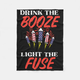 Light The Fuse Fireworks Funny Fourth 4th Of July Fleece Blanket