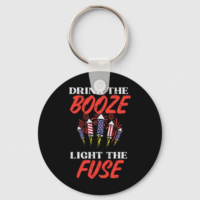 Light The Fuse Fireworks Funny Fourth 4th Of July  Key Ring (Front)
