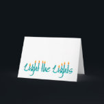 Light the Lights Holiday Card<br><div class="desc">Light the Lights Chanukah card,  typographic design incorporates lit candles.</div>