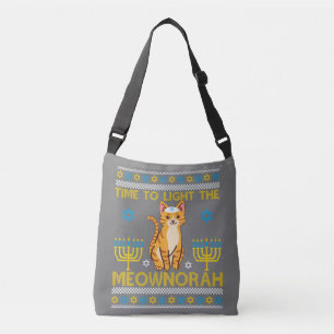 Light The Meownorah Jewish Cat Menorah Lover Ugly Crossbody Bag