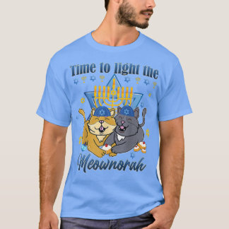 Light The Meownorah Jewish Cat Menorah Lover Ugly T-Shirt