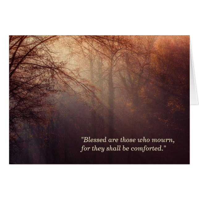 Light through Forest Christian Sympathy Card (Front Horizontal)