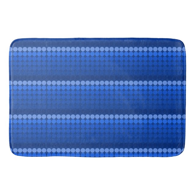 light to dark blue Mid century mod dots circles Bath Mat (Front)