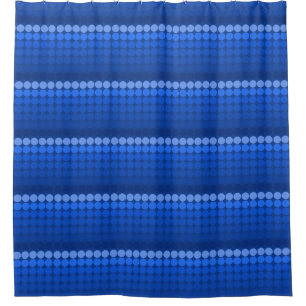 light to dark blue Mid century mod dots circles Shower Curtain