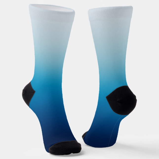 Light to Dark Ocean Blue Gradient Socks (Angled)