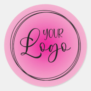Light to Hot Pink Radial Gradient Logo Classic Round Sticker