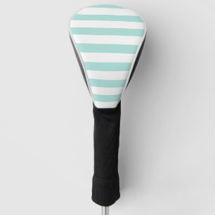 Light Turquoise and White Wide Horizontal Striped Golf Head Cover