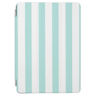 Light Turquoise and White Wide Horizontal Striped iPad Air Cover